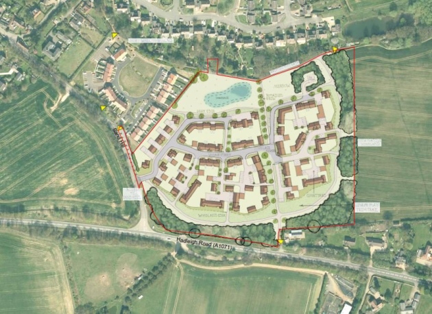 The plans for 80 new homes at land east of Sands Hill, Boxford Picture: THE ENVIRONMENTAL DIMENSION PARTNERSHIP LTD